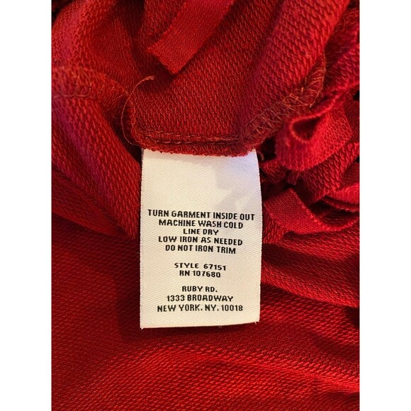 Ruby Rd Pullover Blouse Size XLRed Fringed Top Cowl Neck Plus - Picture 9 of 11